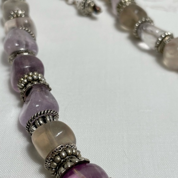 Chunky Amethyst and Pewter necklace - Picture 5 of 7